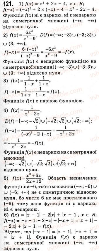 фото задание 121 - парні і непарні функції - тема 1. функції, рівняння і нерівності