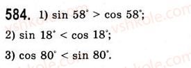 фото задание 584 - властивості і графіки функцій y=sinx та y=cosx - тема 3. тригонометричні функції