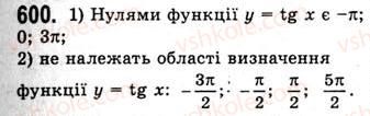 фото задание 600 - властивості і графіки функцій y=tgx та y=ctgx - тема 3. тригонометричні функції