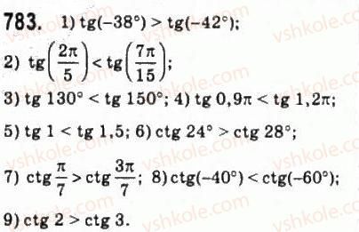 фото задание 783 - 38. властивості і графіки функцій у = tg х і у = ctg x - § 4. тригонометричні функції