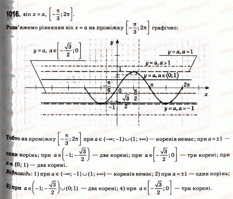 фото задание 1016 - 47. рівняння sin х = b - § 5. тригонометричні рівняння і нерівності