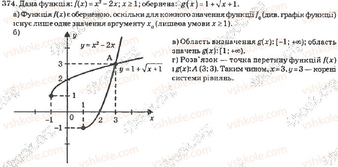 фото задание 374 - розділ 3. тригонометричні рівняння і нерівності
