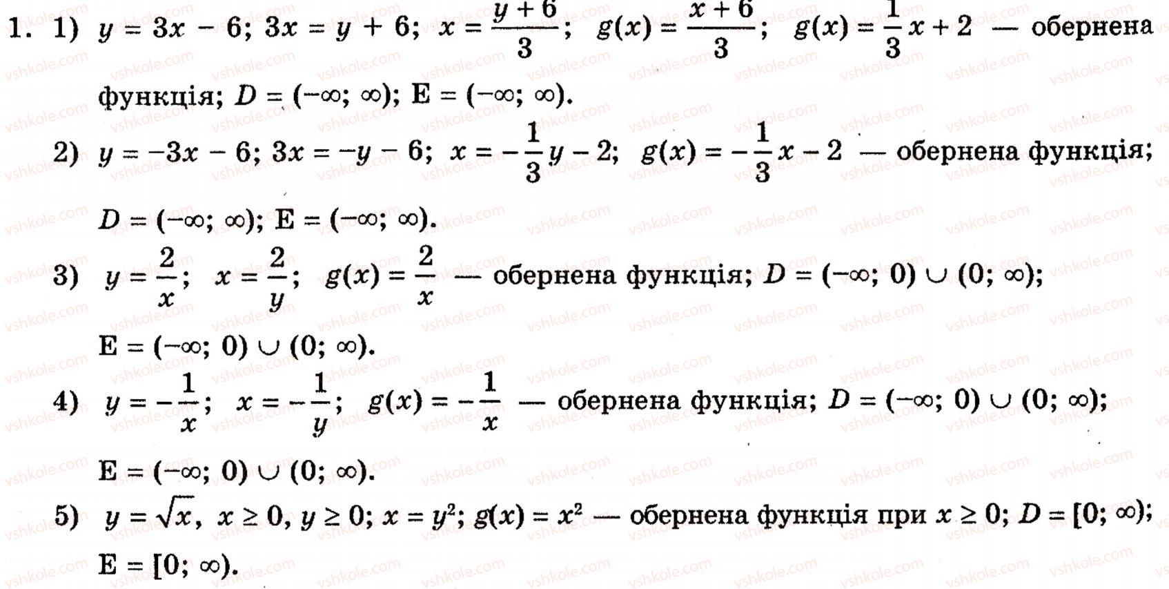 фото задание 1 - 2.4. обернена функція - § 2. функції - розділ 1. функції, рівняння і нерівності