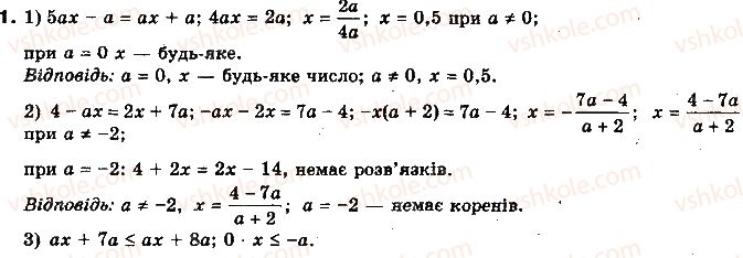 фото задание 1 - § 6. рівняння й неріваності з параметрами - розділ 1. функції, многочлени, рівняння і нерівності
