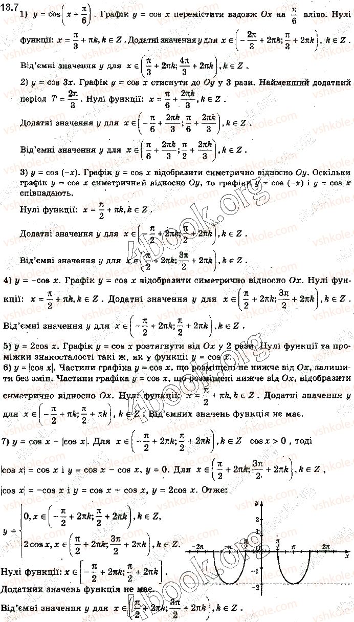 фото задание 7 - § 18. графіки функцій синуса, косинуса, тангенса і котангенса та їх властивості
