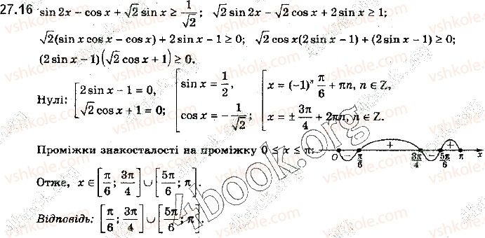 фото задание 16 - § 27. розв’язування тригонометричних нерівностей