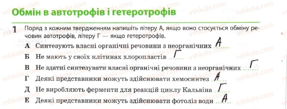 фото задание 1 - обмін в автотрофів і гетеротрофів - тема 2. обмін речовин і перетворення енергії