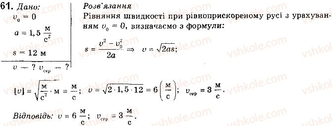 фото задание 61 - § 10. швидкість тіла і пройдений тілом шлях під час рівноприскореного прямолінійного руху та його графічне зображення - розділ 1. механіка