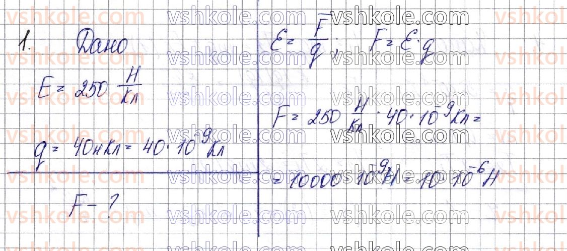 фото задание 1 - § 41. електричне поле - розділ 4. електричне поле