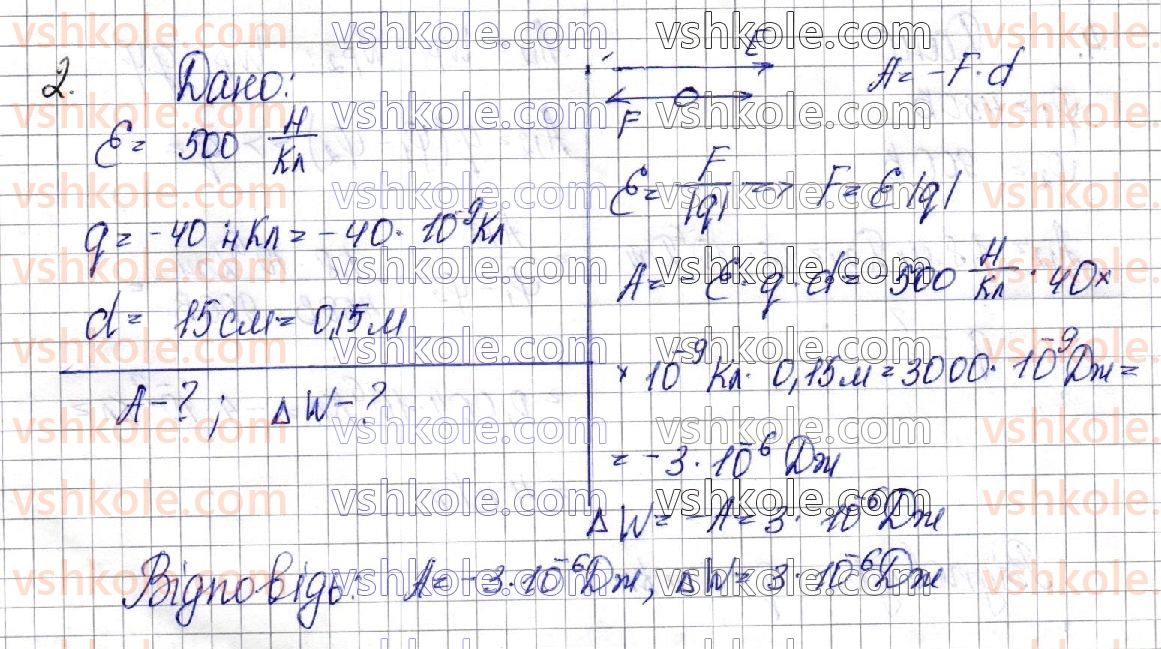 фото задание 2 - § 42. робота з переміщення заряду в електростатичному полі. потенціал - розділ 4. електричне поле