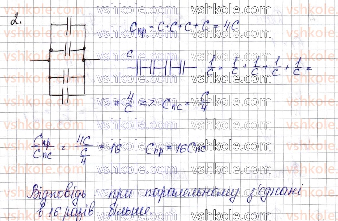 фото задание 2 - § 44. електроємність. конденсатори. енергія зарядженого конденсатора - розділ 4. електричне поле