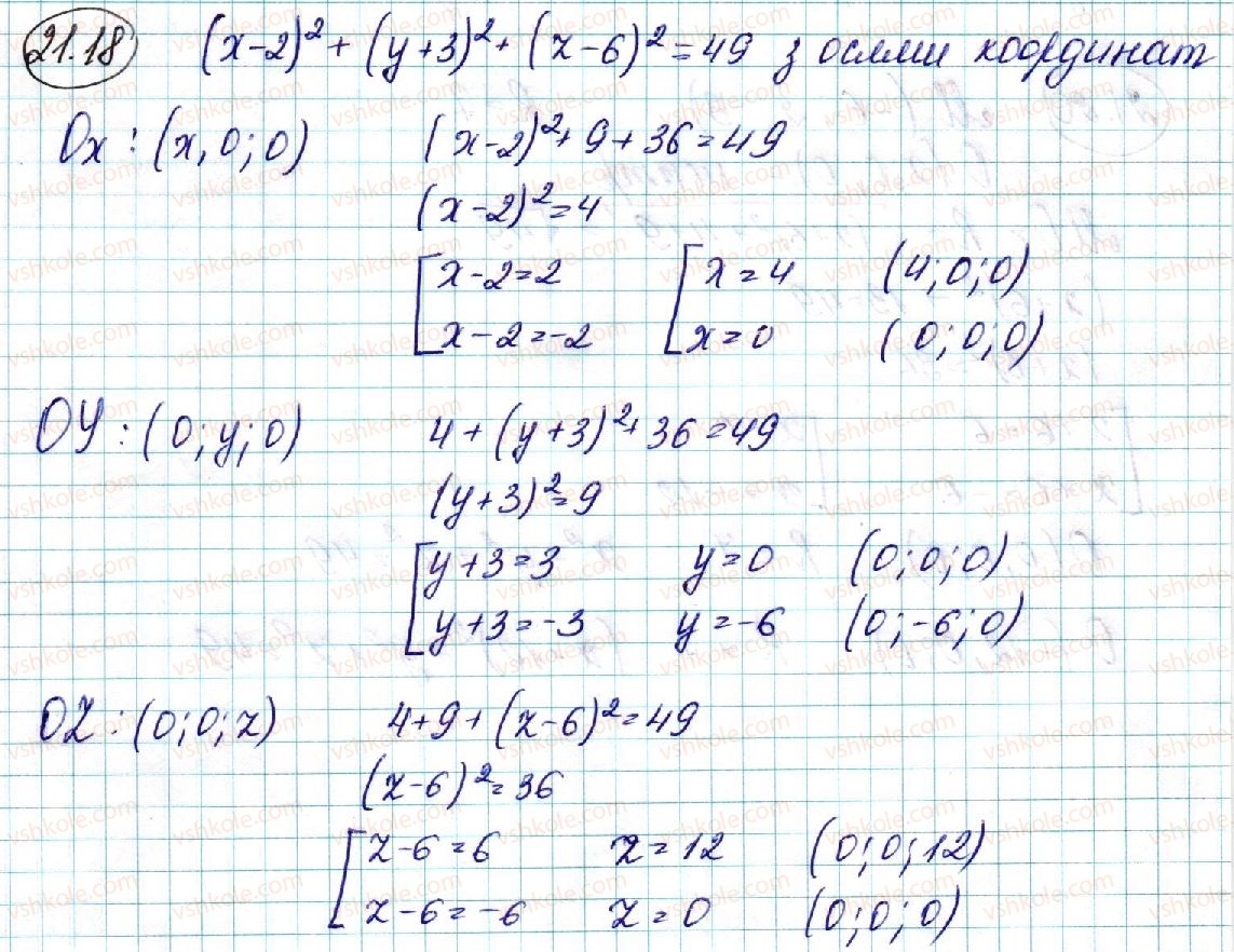 фото задание 18 - 21. геометричне місце точок простору. рівняння сфери - § 4. координати та вектори в просторі