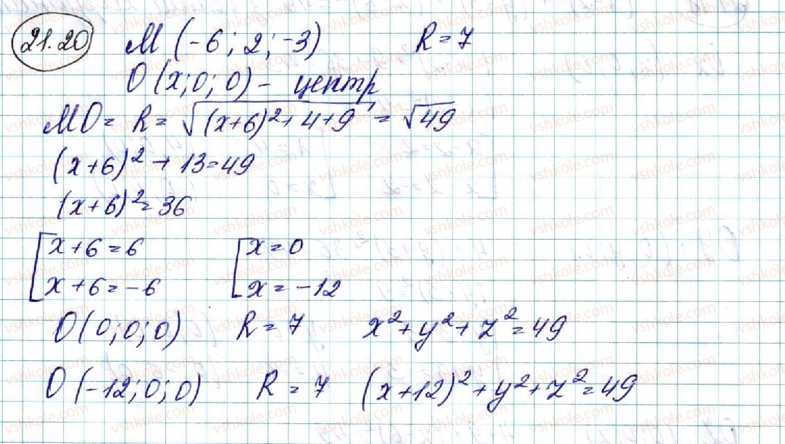 фото задание 20 - 21. геометричне місце точок простору. рівняння сфери - § 4. координати та вектори в просторі