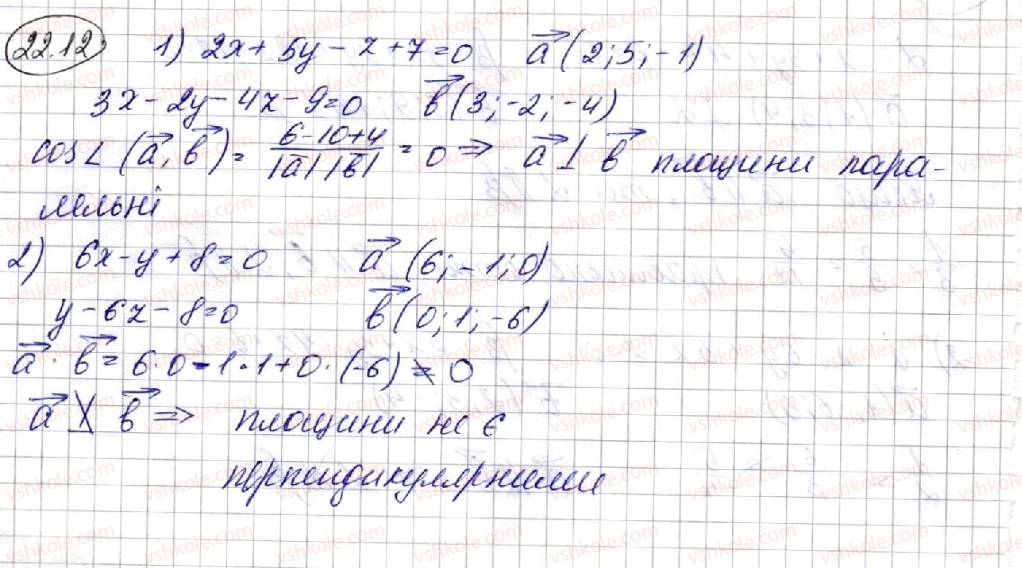 фото задание 12 - 22. рівняння площини - § 4. координати та вектори в просторі