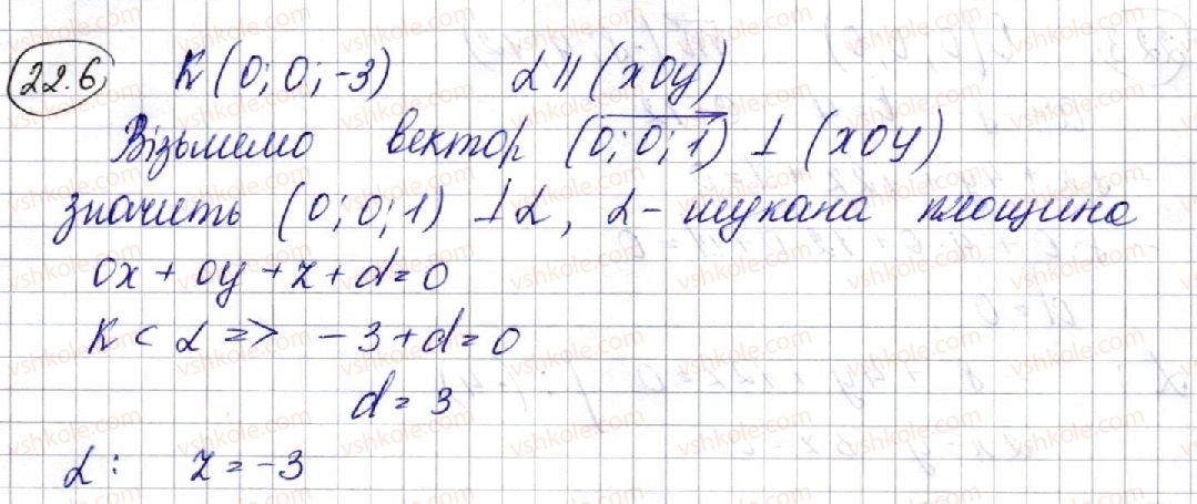 фото задание 6 - 22. рівняння площини - § 4. координати та вектори в просторі