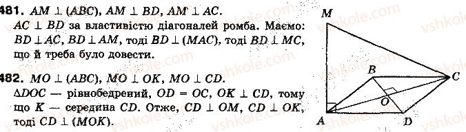 фото задание 481 - §13. перпендикулярність прямої і площини - розділ 4. перпендикулярність прямих і площин у просторі