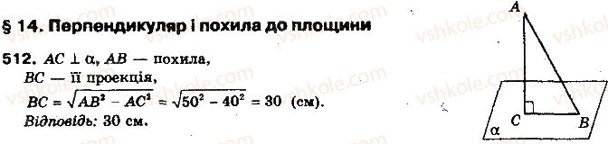 фото задание 512 - § 14. перпендикуляр і похила до площини - розділ 4. перпендикулярність прямих і площин у просторі