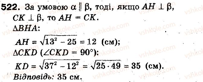 фото задание 522 - § 14. перпендикуляр і похила до площини - розділ 4. перпендикулярність прямих і площин у просторі
