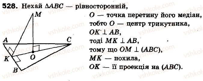 фото задание 528 - § 14. перпендикуляр і похила до площини - розділ 4. перпендикулярність прямих і площин у просторі