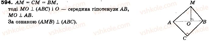 фото задание 594 - § 15. перпендикулярні площини - розділ 4. перпендикулярність прямих і площин у просторі
