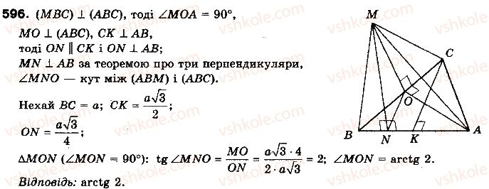 фото задание 596 - § 15. перпендикулярні площини - розділ 4. перпендикулярність прямих і площин у просторі