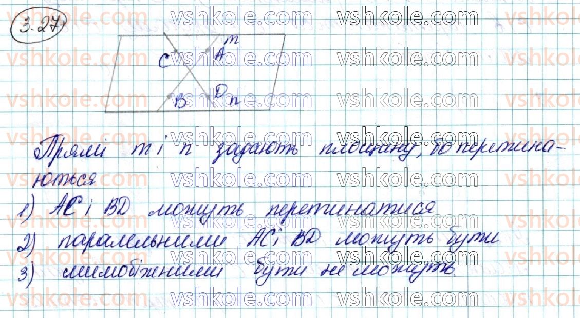 фото задание 27 - § 3. взаємне розміщення прямих у просторі - розділ 2. паралельність прямих і площин у просторі