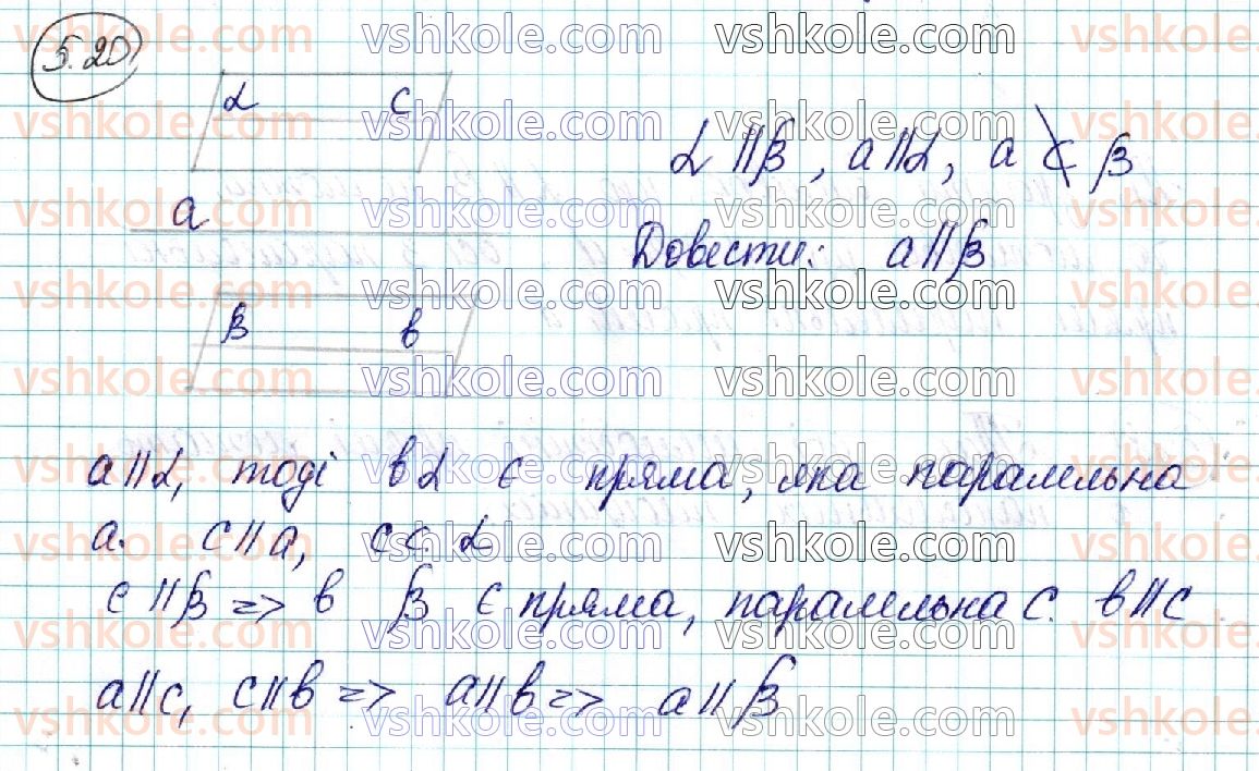 фото задание 20 - § 5. розміщення двох площин у просторі. ознаки та властивості паралельних площин - розділ 2. паралельність прямих і площин у просторі