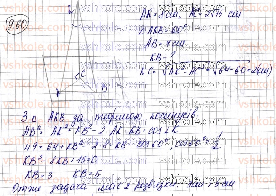 фото задание 60 - § 9. перпендикуляр і похила. теорема про три перпендикуляри - розділ 3. перпендикулярність прямих і площин у просторі