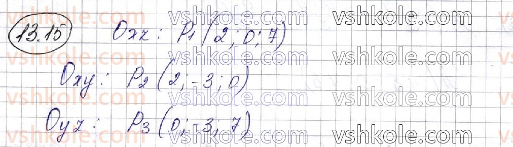 фото задание 15 - § 13. прямокутні координати у просторі - розділ 4. координати, вектори, геометричні перетворення у просторі