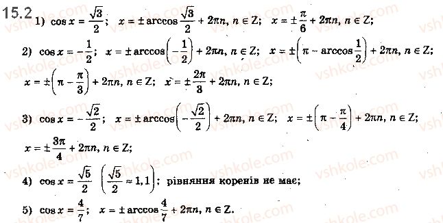 фото задание 2 - 15. рівняння cos x = b - § 2. тригонометричні функції