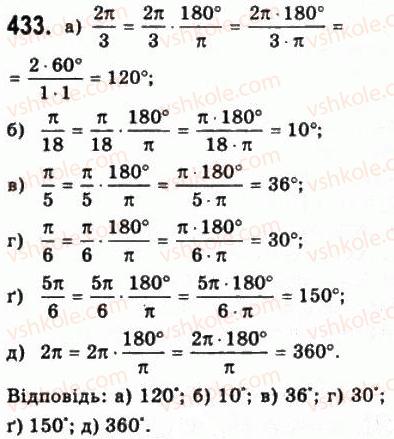 фото задание 433 - § 11. тригонометричні функції числового аргументу - алгебра і початки аналізу