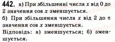 фото задание 442 - § 11. тригонометричні функції числового аргументу - алгебра і початки аналізу