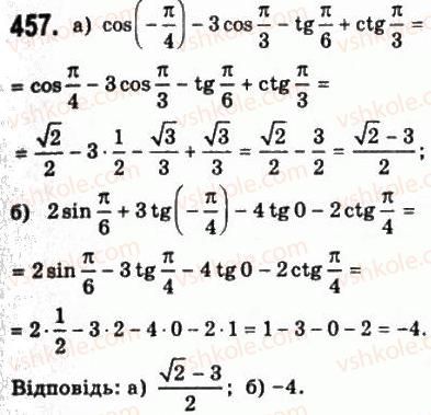 фото задание 457 - § 11. тригонометричні функції числового аргументу - алгебра і початки аналізу