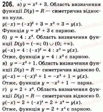 фото задание 206 - § 5. властивості функції - алгебра і початки аналізу