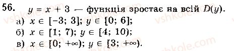 фото задание 56 - § 2. властивості функції - розділ 1. функції, їхні властивості та графіки