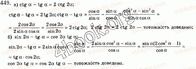 фото задание 449 - § 12. формули додавання та наслідки з них - розділ 2. тригонометричні функції