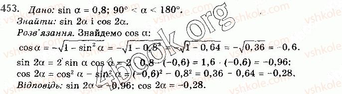 фото задание 453 - § 12. формули додавання та наслідки з них - розділ 2. тригонометричні функції