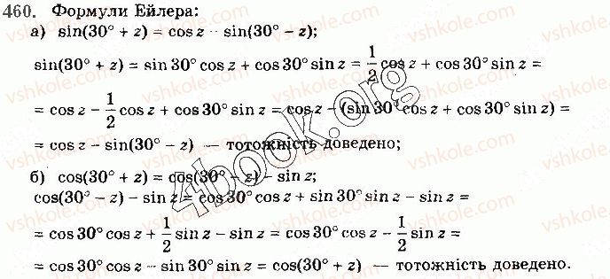 фото задание 460 - § 12. формули додавання та наслідки з них - розділ 2. тригонометричні функції
