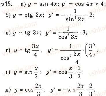 фото задание 615 - § 16. диференціювання функцій - розділ 3. похідна та її застосування