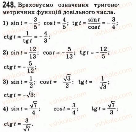 фото задание 248 - § 13. тригонометричні функції числового аргументу - розділ 3. тригонометричні функції