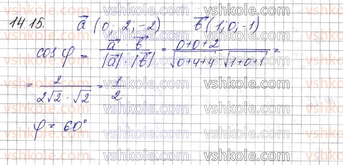 фото задание 15 - § 14. скалярний добуток векторів - частина 2. геометрія