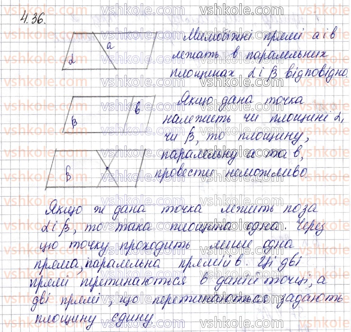 фото задание 36 - § 4. паралельність прямої і площини - частина 2. геометрія
