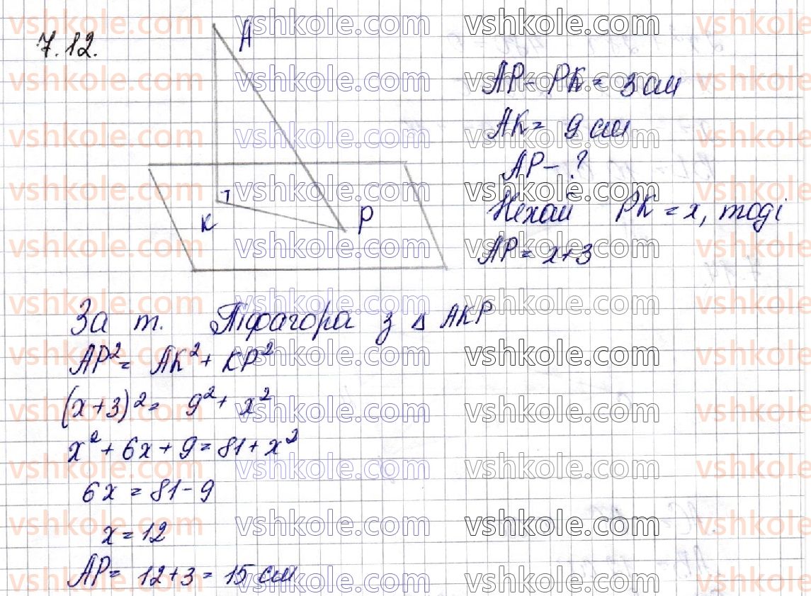 фото задание 12 - § 7. перпендикуляр і похила. теорема про три перпендикуляри - частина 2. геометрія