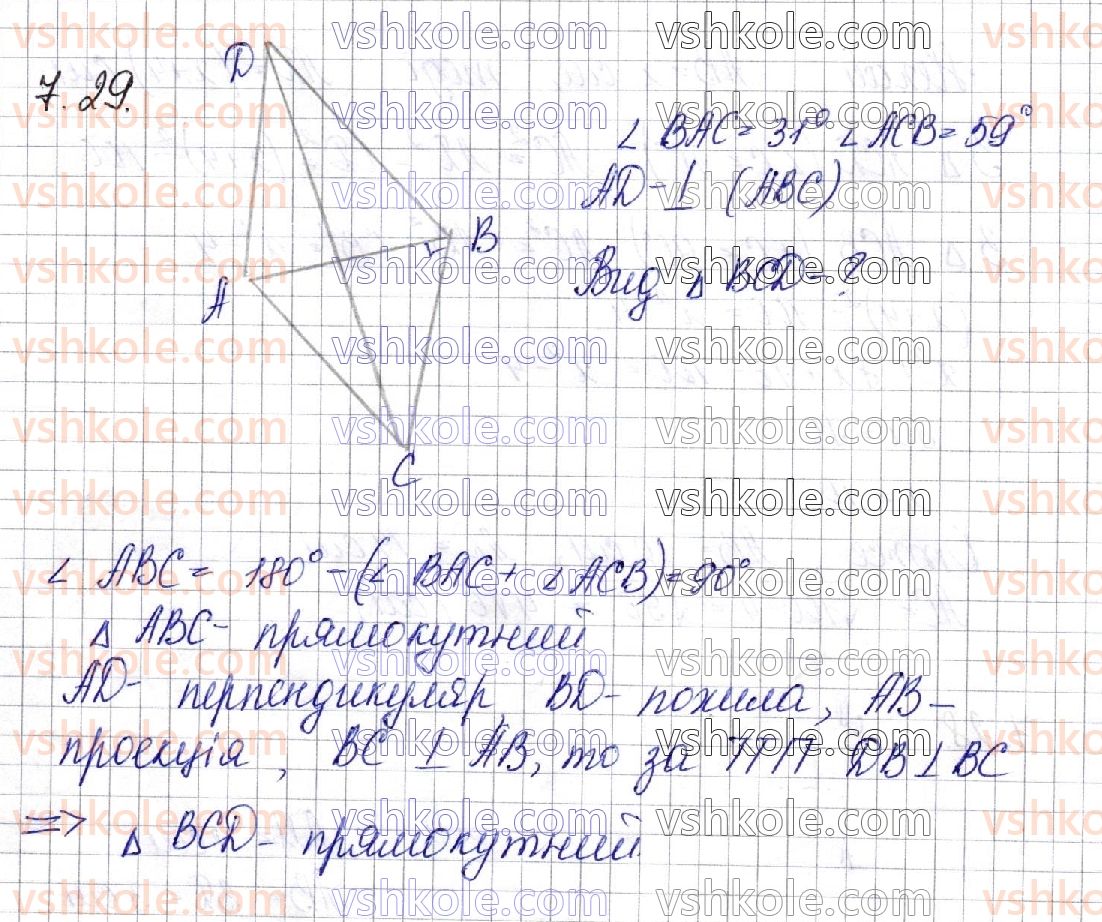 фото задание 29 - § 7. перпендикуляр і похила. теорема про три перпендикуляри - частина 2. геометрія