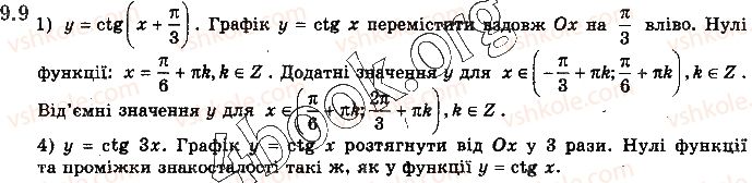 фото задание 9 - § 9. графіки функцій синуса, косинуса, тангенса і котангенса та їх властивості - алгебра і початки аналізу