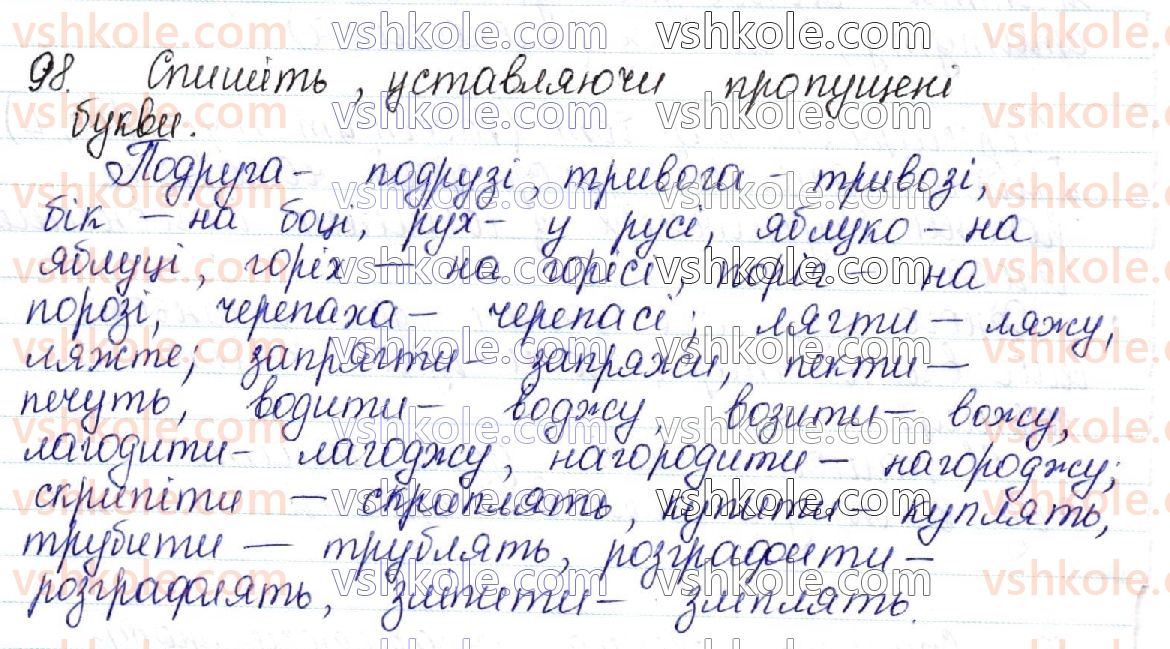 фото задание 98 - 13. чергування голосних і приголосних звуків - фонетика української мови як учення про її звукову систему
