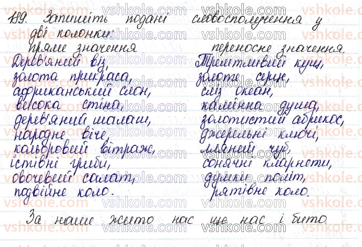 фото задание 189 - 27. однозначні та багатозначні слова. пряме й переносне значення слова. види тропів - лексикологія української мови