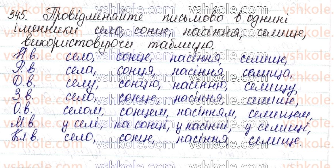 фото задание 345 - 42. відмінювання іменників - українська морфологія як розділ мовознавства про частини мови