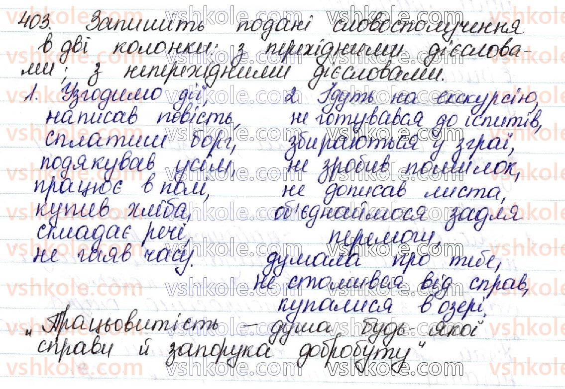 фото задание 403 - 46. дієслово як частина мови - українська морфологія як розділ мовознавства про частини мови