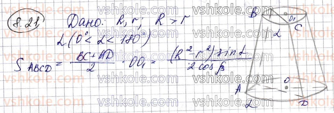 фото задание 21 - 8. зрізаний конус - § 2. тіла обертання